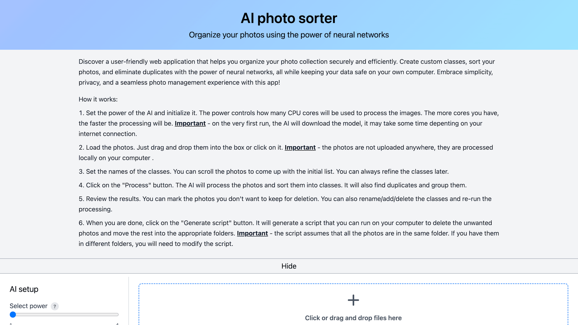 AI Photo sorter